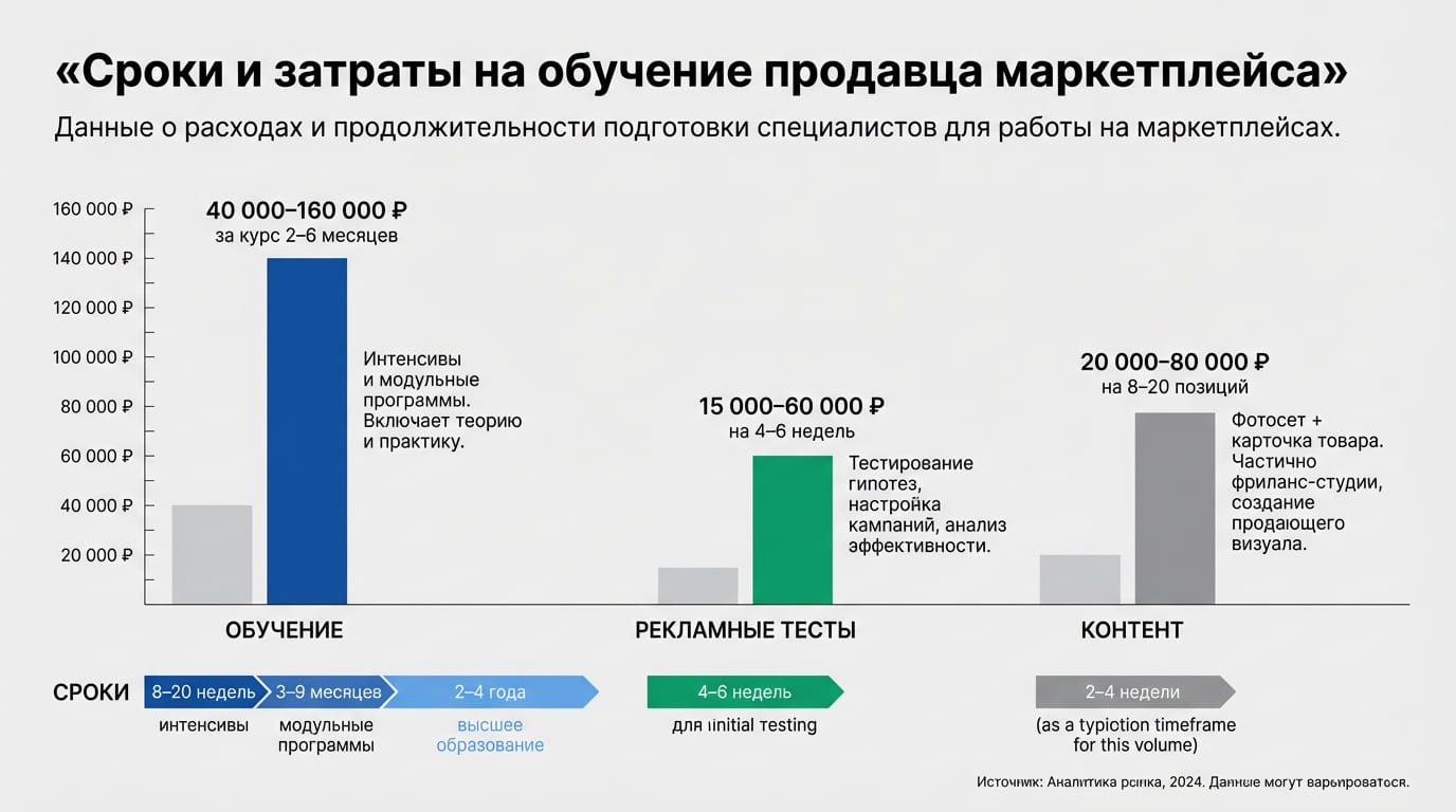 сроки и затраты на обучение продавца